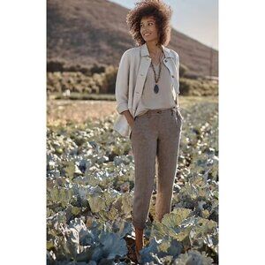 J.JILL Herringbone Linen Blend Crop Cuffed Trousers Size 14